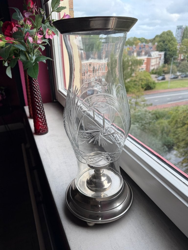 Windlicht, Ophalen, Windlicht, 40 cm, Zilver