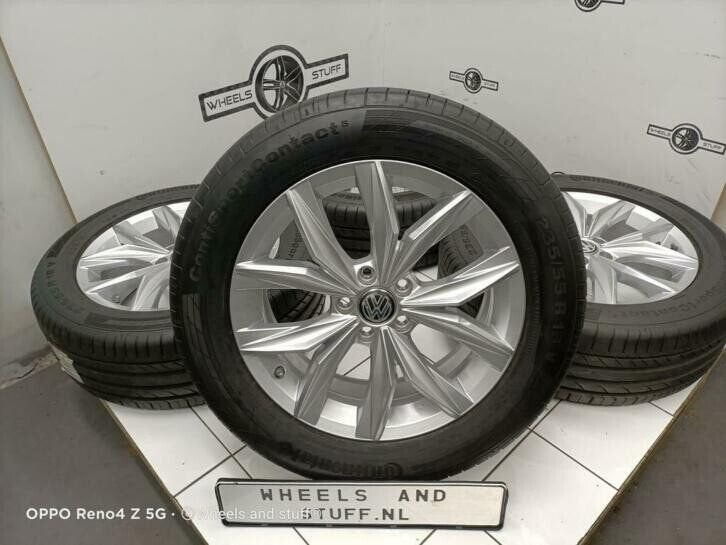 VW Tiguan 2 lichtmetaal velgen 18"inch TPMS 5x112, Ophalen, Gebruikt, 18 inch, Banden en Velgen