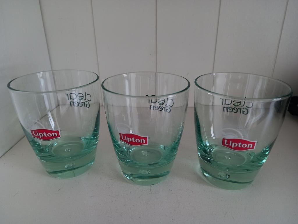 Lipton Clear Green glazen, Glas of Glazen, Ophalen of Verzenden, Overige stijlen, Glas