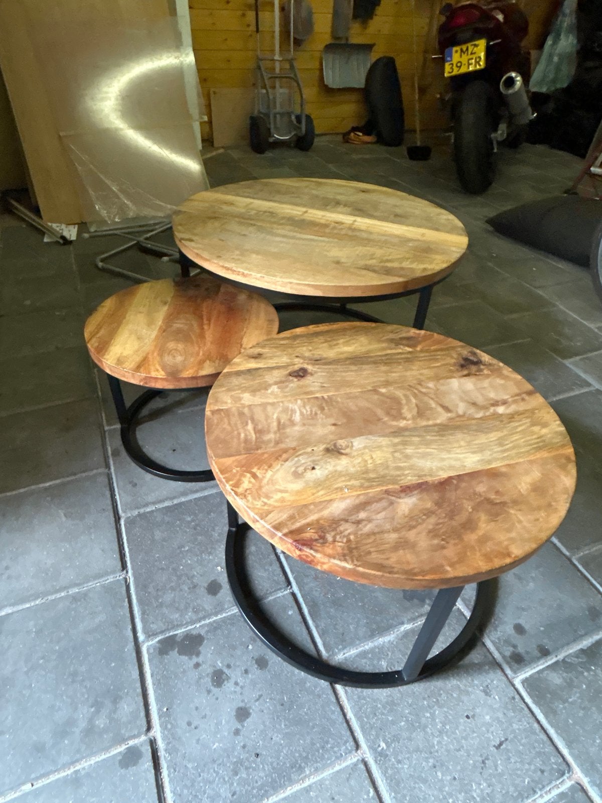 Salontafel set, dik blad!, Ophalen, Gebruikt, Rond, Minder dan 50 cm