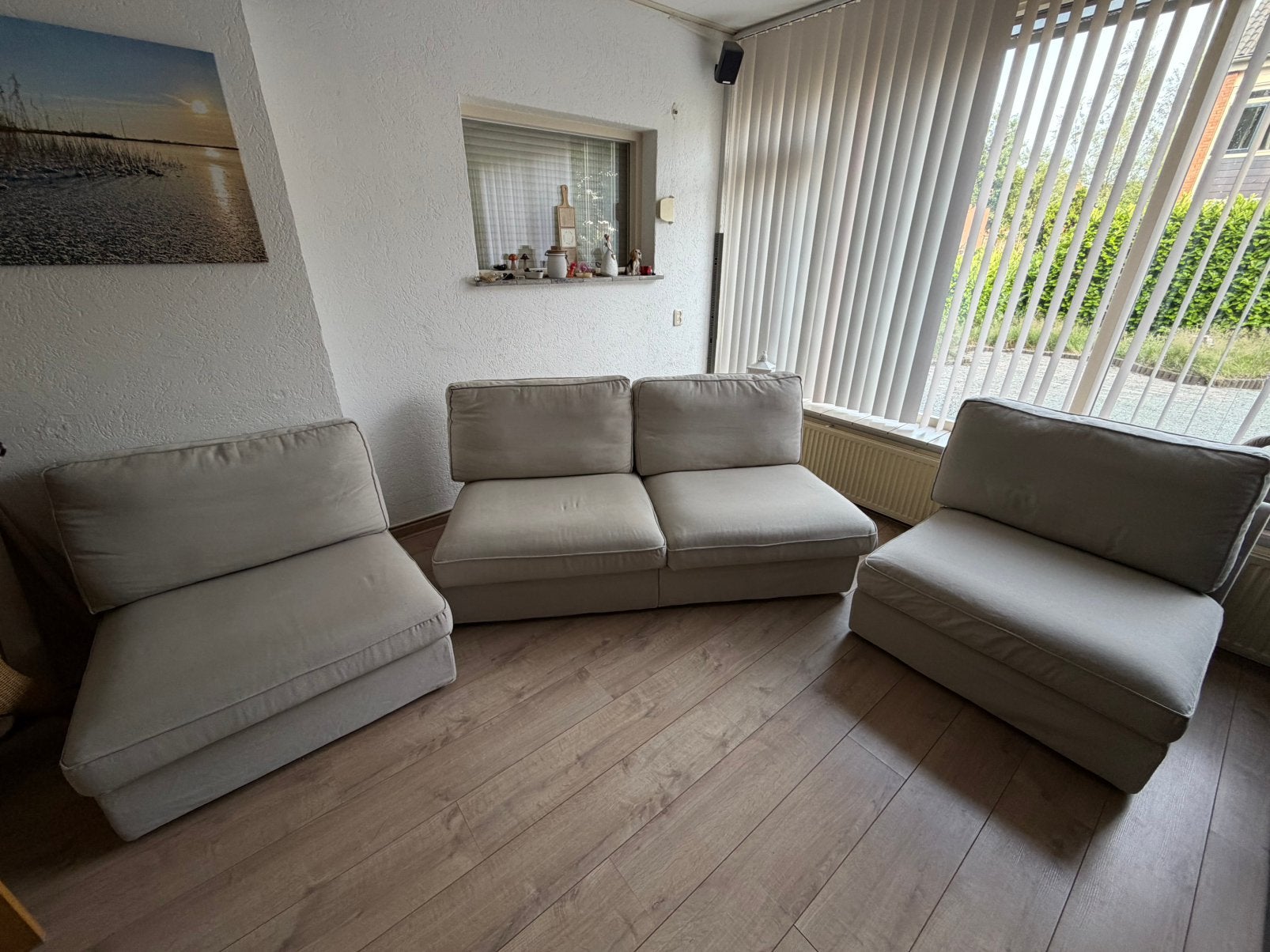 4 stoelen, te combineren tot bank, Ophalen, Gebruikt, Stof
