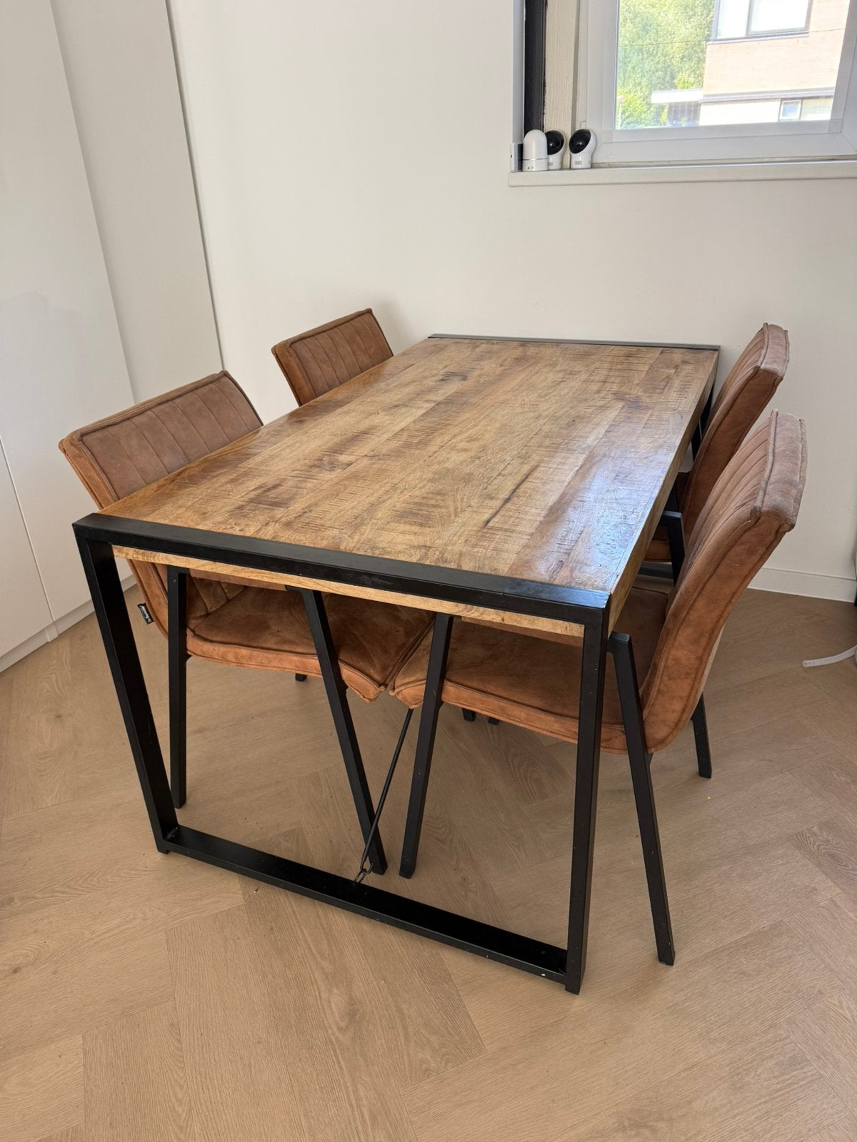 Woonkamer set eettafel, stoelen,salontafel en tv meubel, Huis en Inrichting, Tafels | Eettafels, Ophalen, Gebruikt, Eikenhout