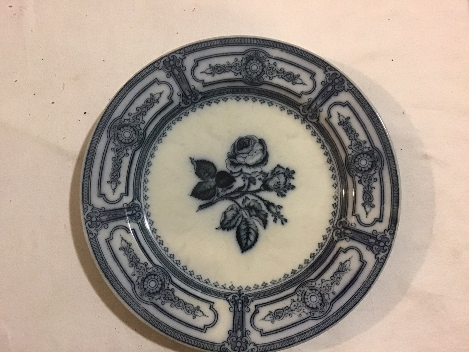 Antiek Wandbord blauw met roos, Antiek en Kunst, Antiek | Wandborden en Tegels, Ophalen of Verzenden