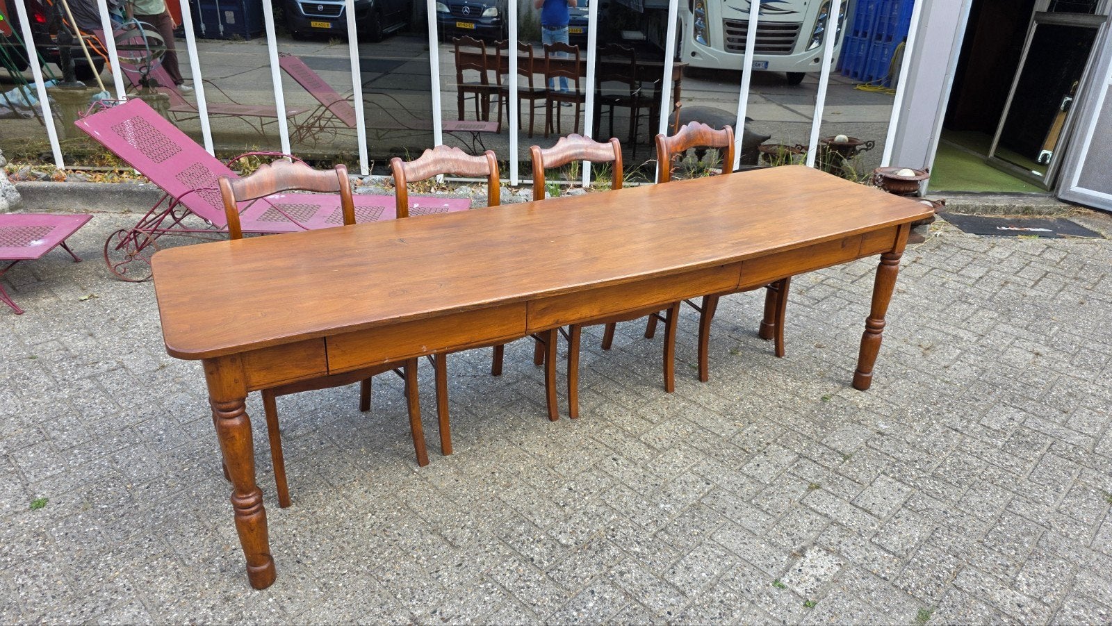 grote antieke frans boeren eettafel 240 x 66 cm