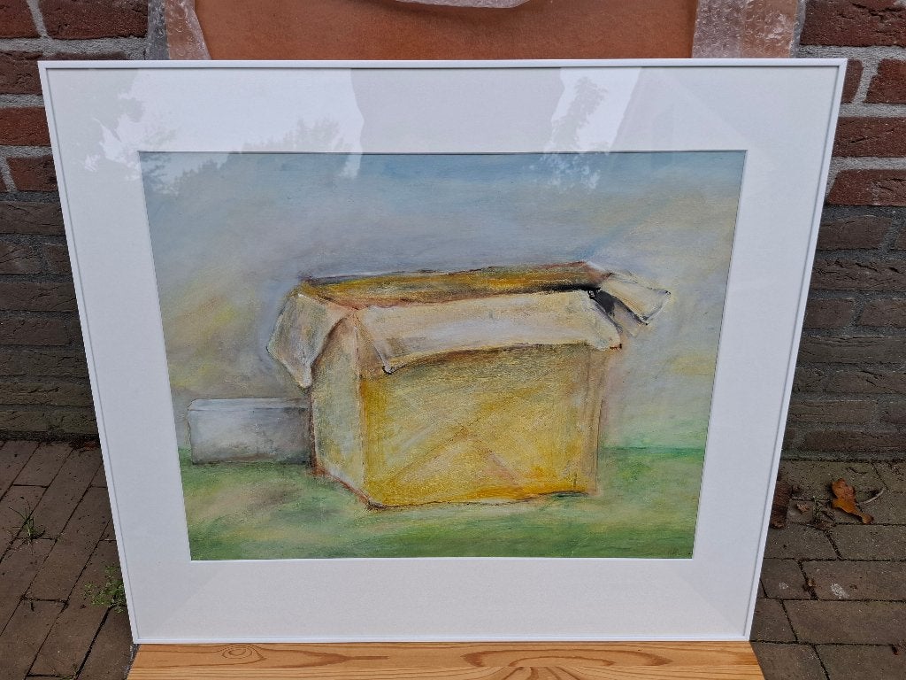 Kartonnen doos (schilderij), Ophalen, Acrylverf, Overige stijlen, Gesigneerd