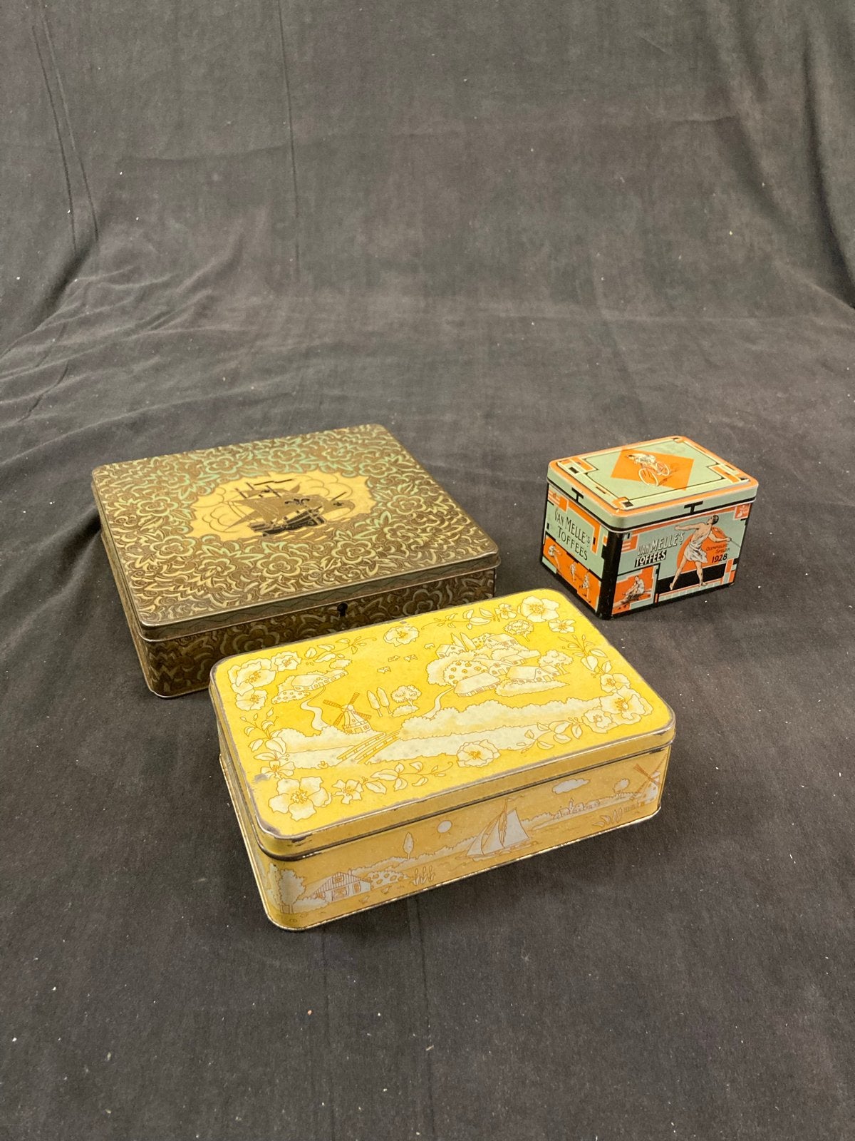 Set van 3 Vintage Blikken: Verkade, Van Nelle, D.B.F., Verzamelen, Ophalen of Verzenden, Gebruikt, Overige, Verkade