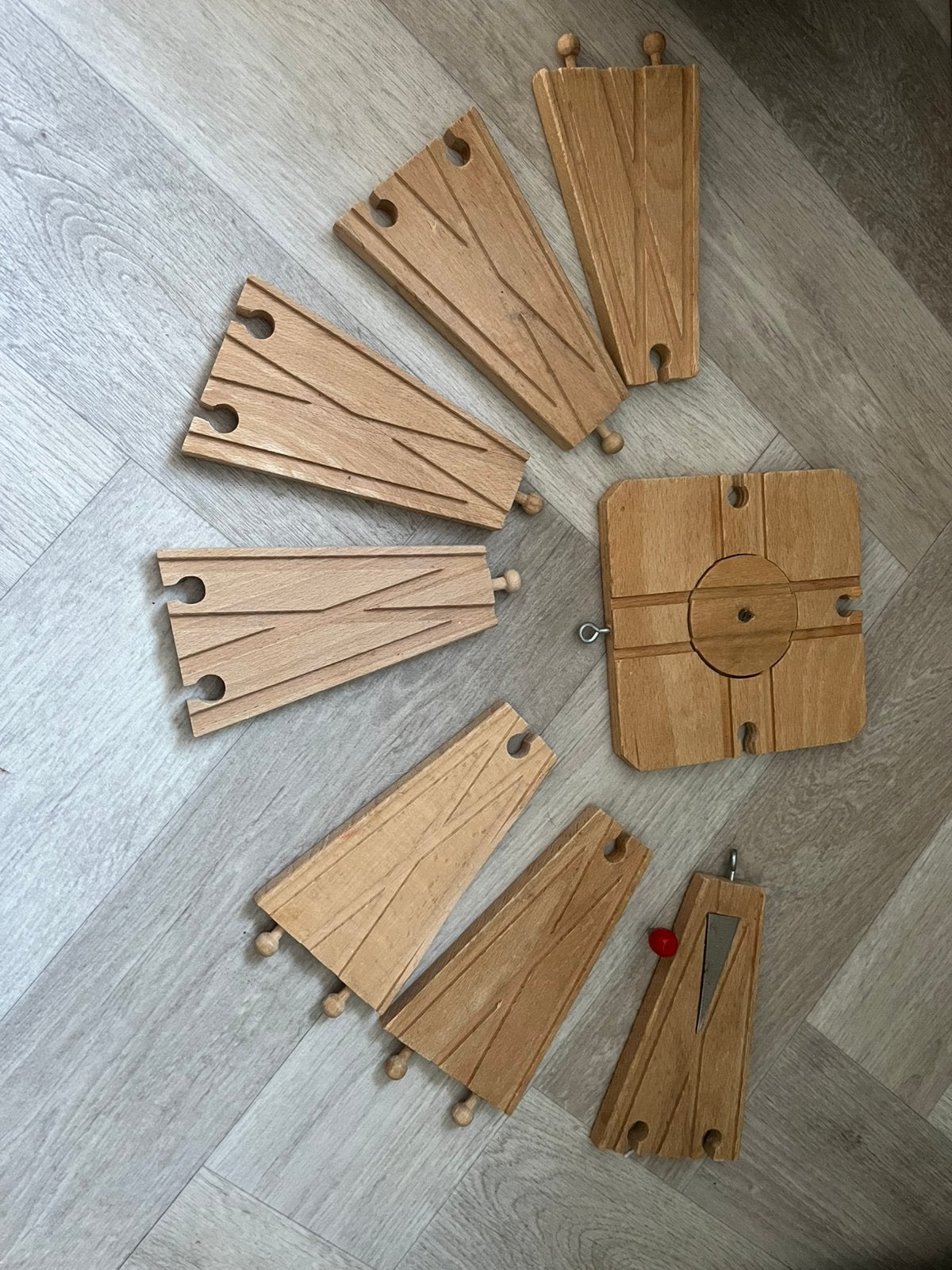 Vintage Houten treinbaan onderdelen - wissels, Ophalen of Verzenden, Zo goed als nieuw