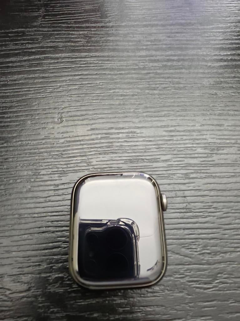 Apple Watch Series 7 45mm RVS GPS + Cellular, Ophalen, Zwart, IOS, Zo goed als nieuw