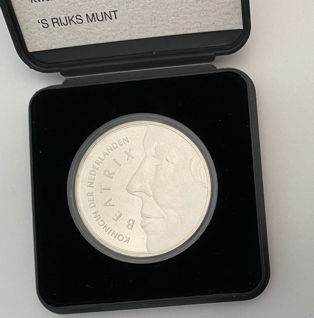 Zilveren 50 Gulden 1991 – Huwelijk Beatrix & Claus – FDC, Koningin Beatrix, Ophalen of Verzenden, Zilver, Losse munt