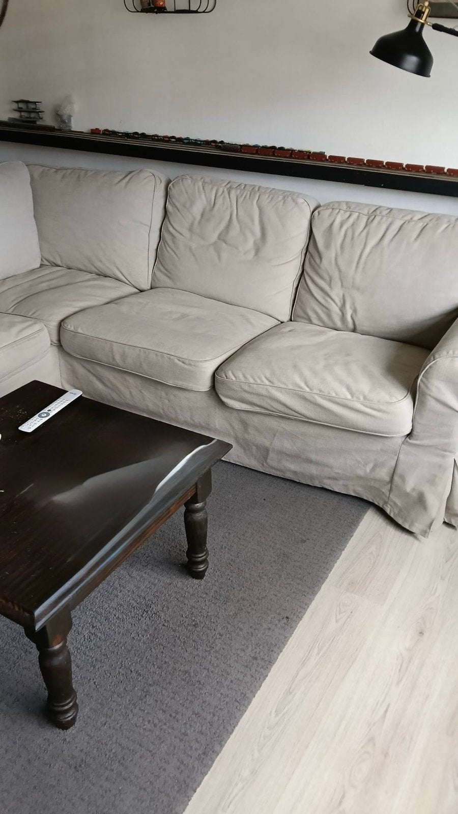 IKEA EKTORP Hoekbank - Lichtbeige, Huis en Inrichting, Banken | Bankstellen, Ophalen, 250 tot 300 cm, Gebruikt, Hoekbank