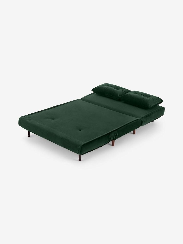 Made Haru slaapbank - Groen fluweel, Ophalen, Eenpersoons, Zo goed als nieuw, Overige maten