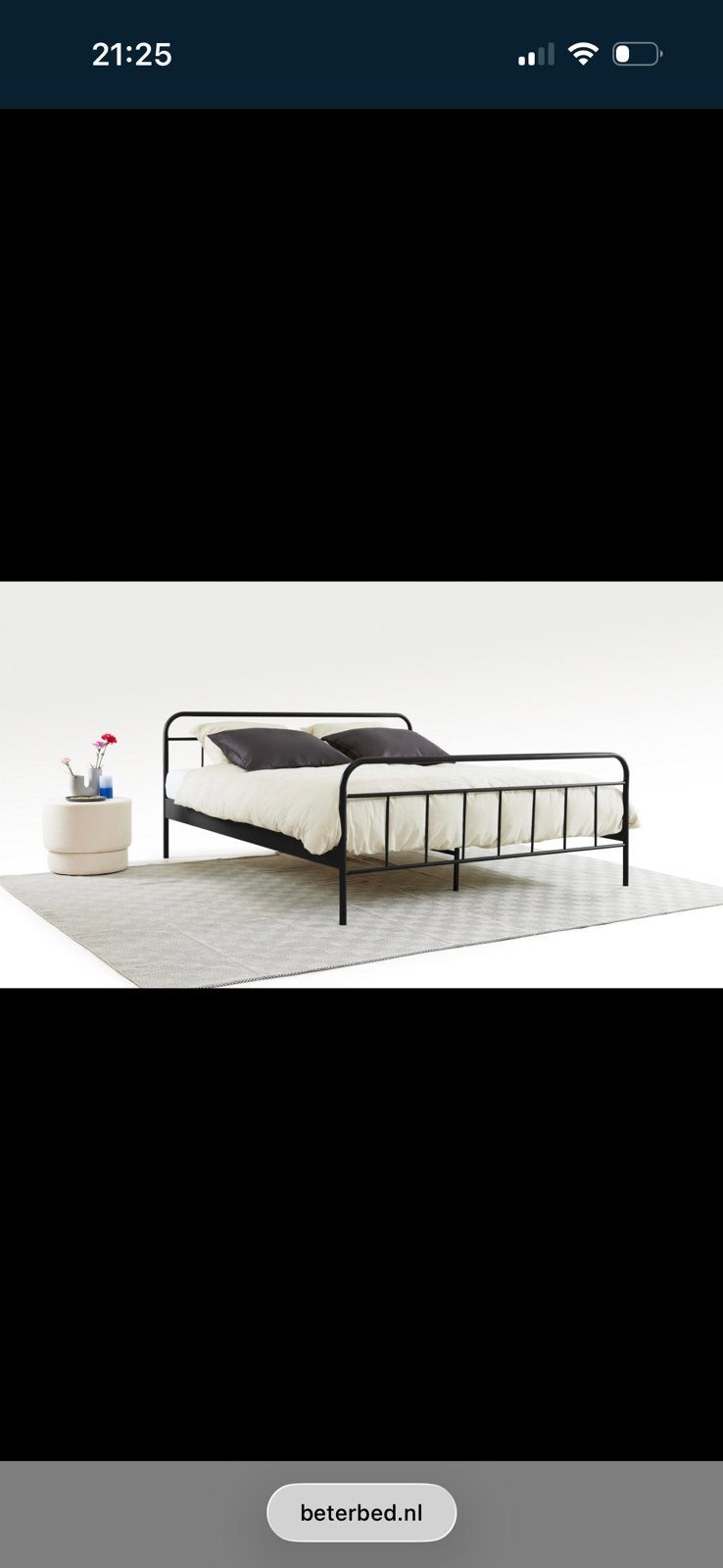 2 persoonsbed metaal 140x200cm, Huis en Inrichting, Slaapkamer | Bedden, Ophalen, Eenpersoons, Zwart, 140 cm