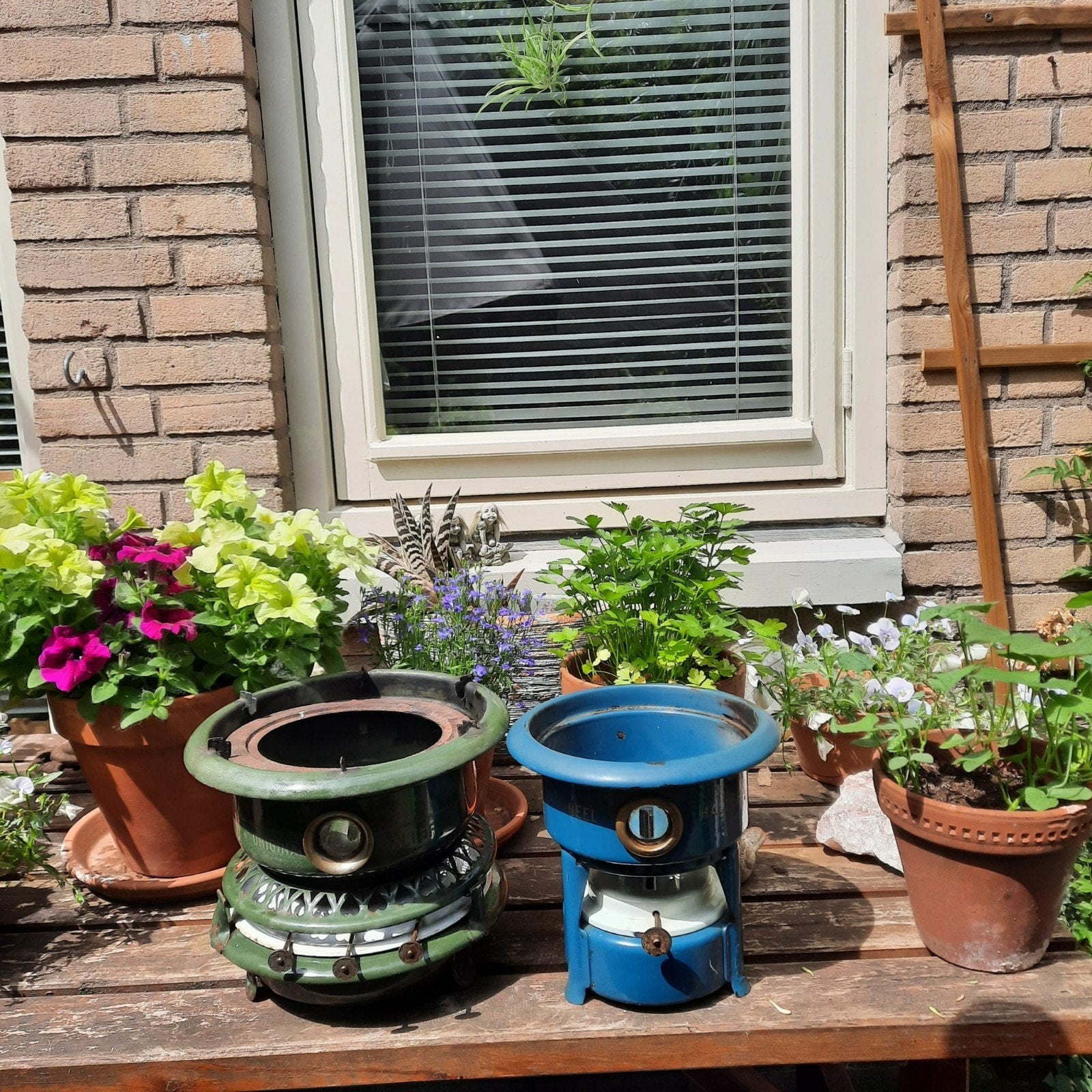 2 brocante /vintage petroleum stellen, Antiek en Kunst, Ophalen of Verzenden