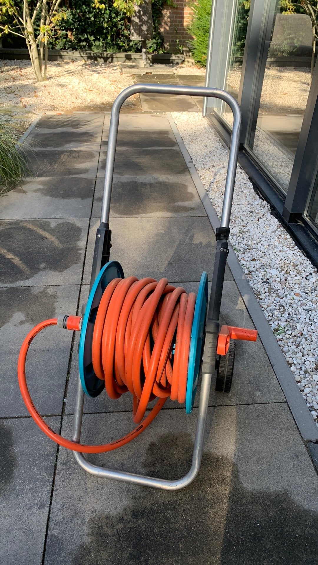 Gardena tuinslanghaspel met 20 meter tuinslang, Tuin en Terras, Ophalen, Gebruikt, Tuinslanghaspel