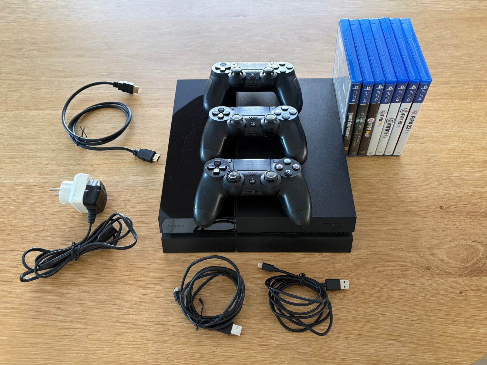 PlayStation 4 500GB + 3 controllers + 7 games, Ophalen, Original, Met 3 controllers of meer, 500 GB