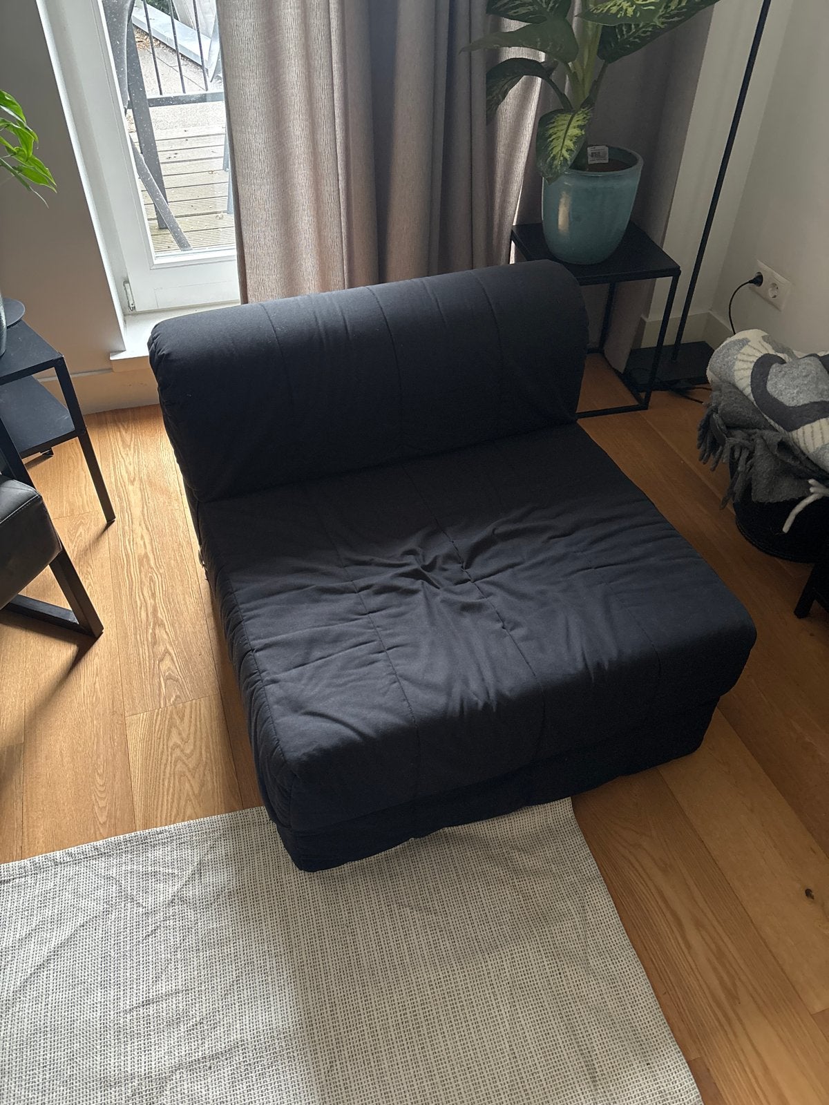 Zwarte slaapfauteuil met wasbare hoes, Ophalen, Gebruikt, Eenpersoons, Zwart
