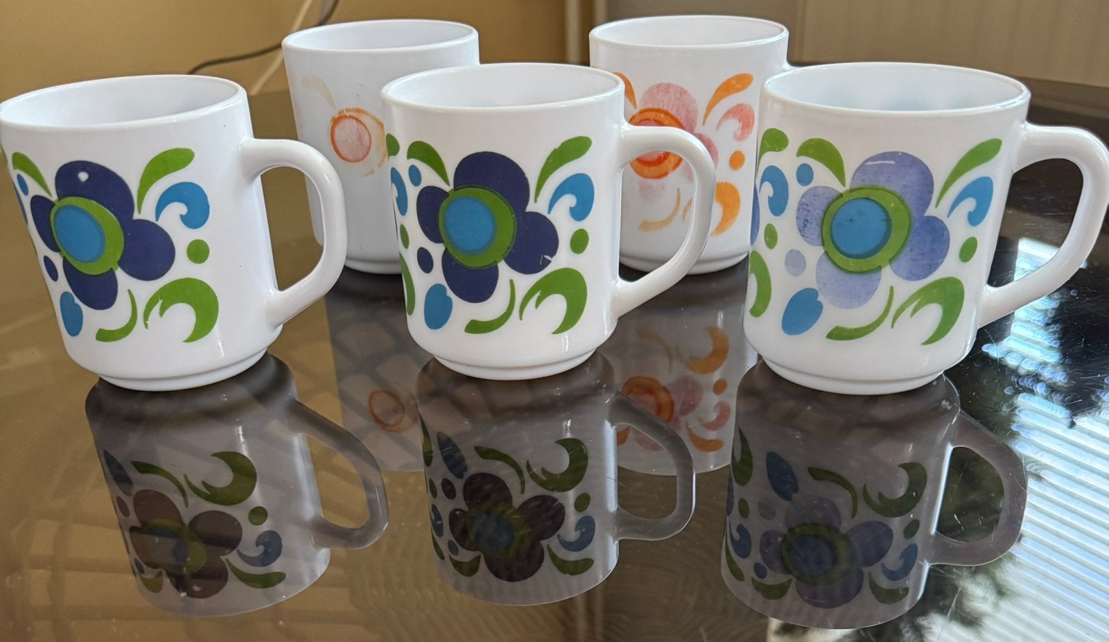 Arcopal Knorr 5 bekers vintage, Gebruikt, Ophalen of Verzenden, Glas, Overige stijlen