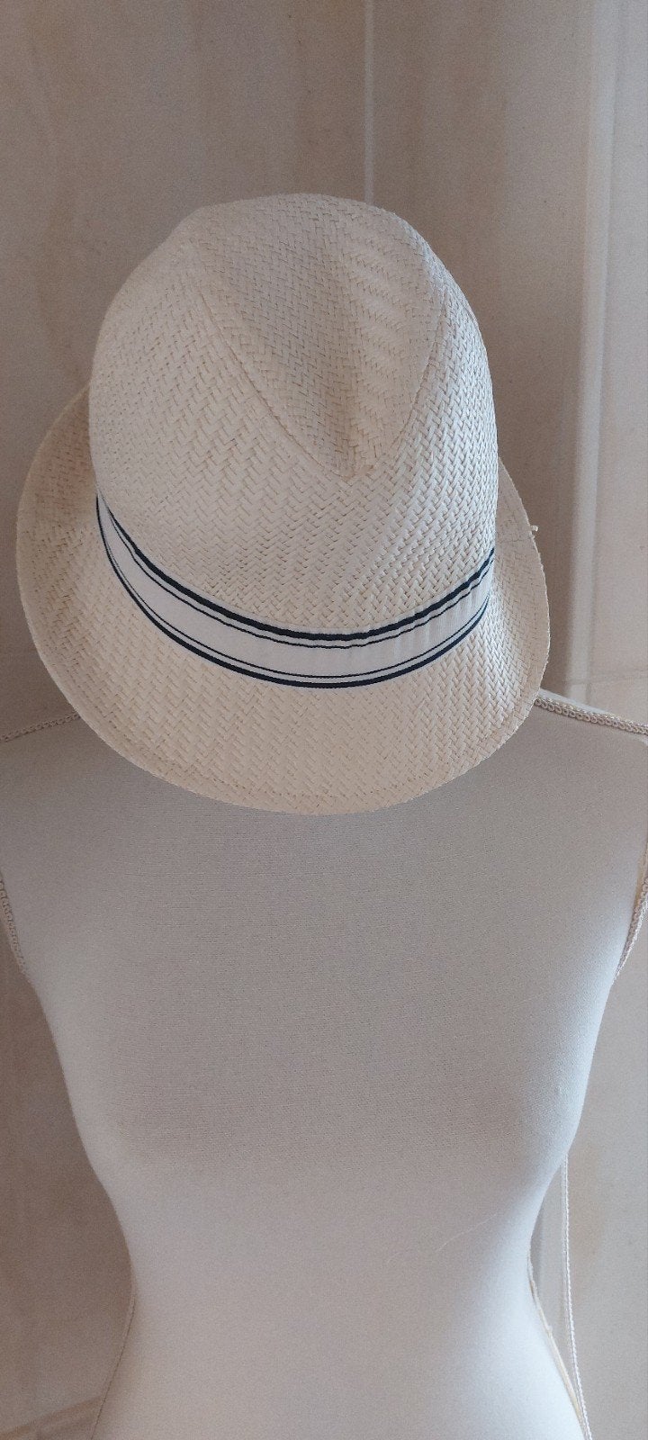 Zomer strohoed crème met blauwe band, Hoed, Nieuw, Ophalen of Verzenden, H&M