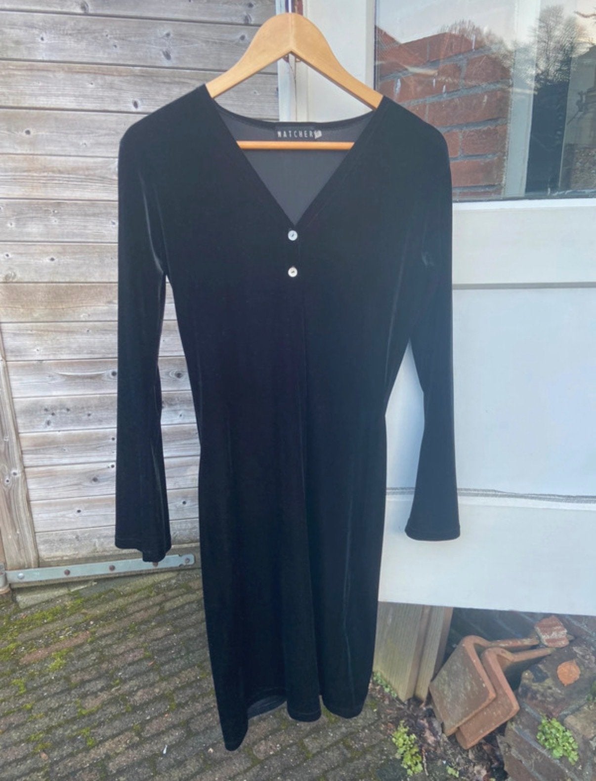 Watcher fluwelen getailleerd vest met uitlopende mouwen, Ophalen of Verzenden, Zo goed als nieuw, Maat 38/40 (M), Zwart