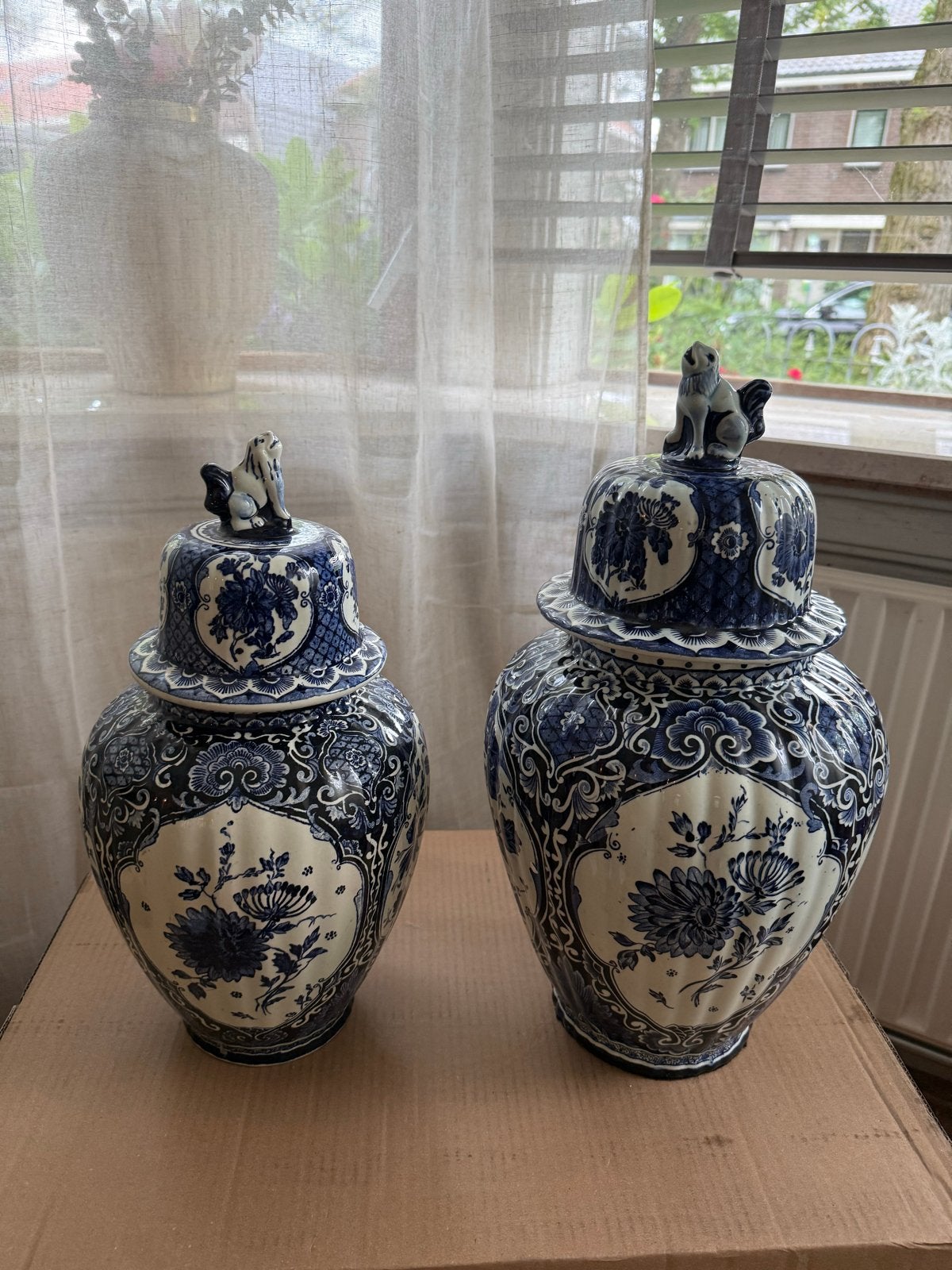 Set van 2 Delfts Blauwe Gemberpotten - Royal Sphinx, Antiek en Kunst, Antiek | Porselein, Ophalen