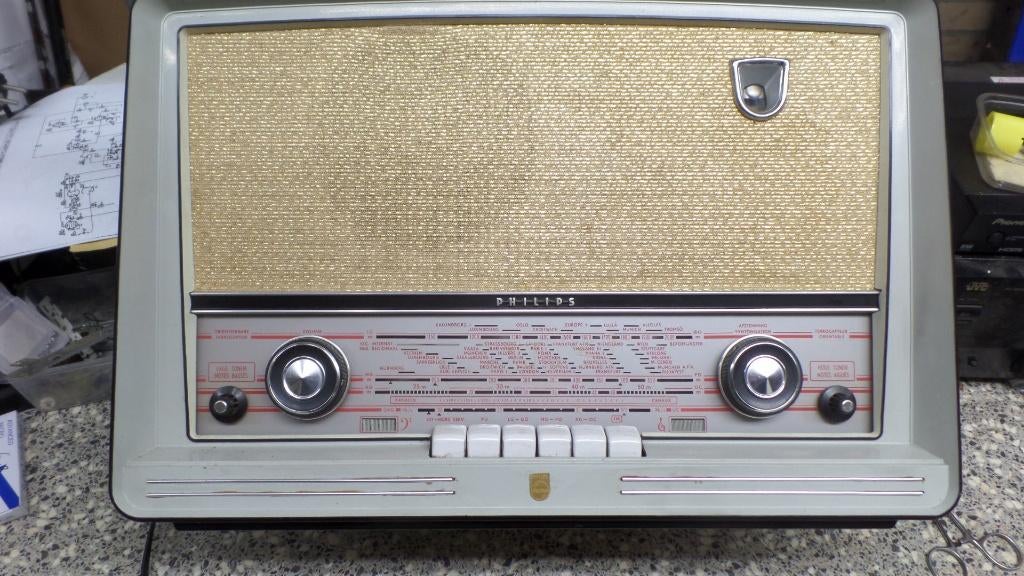 Buizenradio, PHILIPS, B5X71A, 1957/58, speelt AM-(#8896), Audio, Tv en Foto, Radio's, Ophalen, Gebruikt, Radio