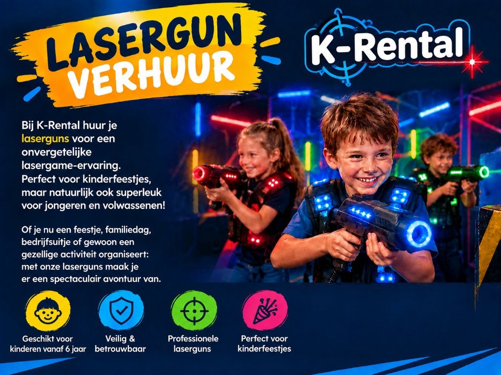 Laserguns huren voor een supergaaf kinderfeestje!, Ophalen of Verzenden, Zo goed als nieuw