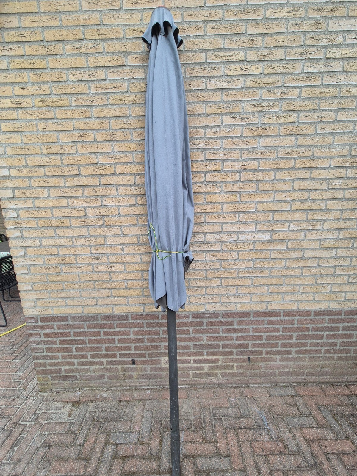 Parasol 130cm rond grijs antraciet, Ophalen, Gebruikt, 1 tot 2 meter, Stokparasol