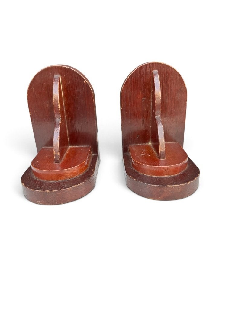 Art Deco Houten Boekensteunen - Vintage Muurdecoratie, Antiek en Kunst, Ophalen of Verzenden