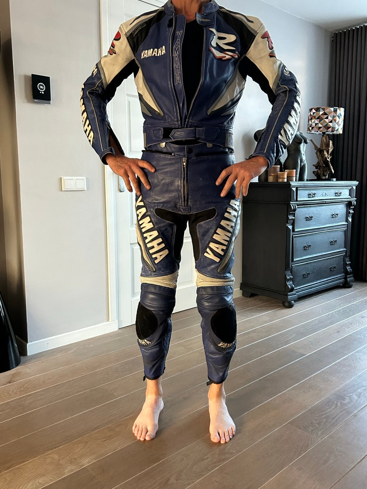Yamaha R1 Motorpak Leer - Blauw/Wit (Combipak), Motoren, Kleding | Motorkleding, Ophalen of Verzenden, Tweedehands, Heren, Combipak