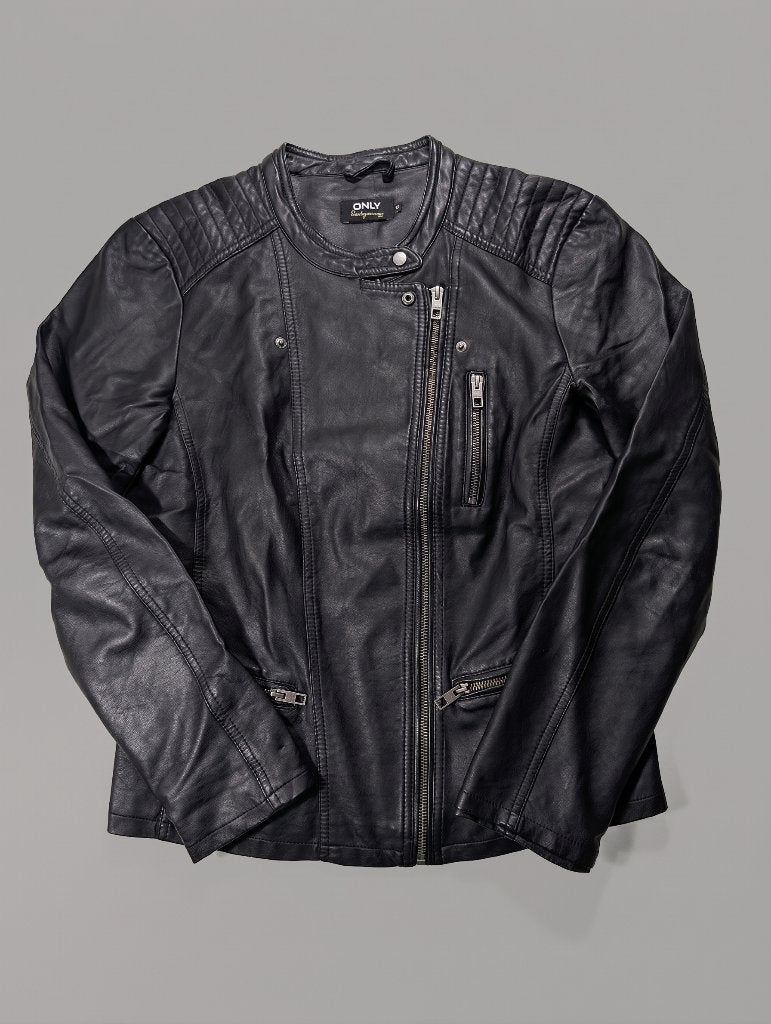 ONLY bikerjasje maat 38 (M) zwart | imitatieleren leren jas, Maat 38/40 (M), Only, Zwart, Ophalen of Verzenden