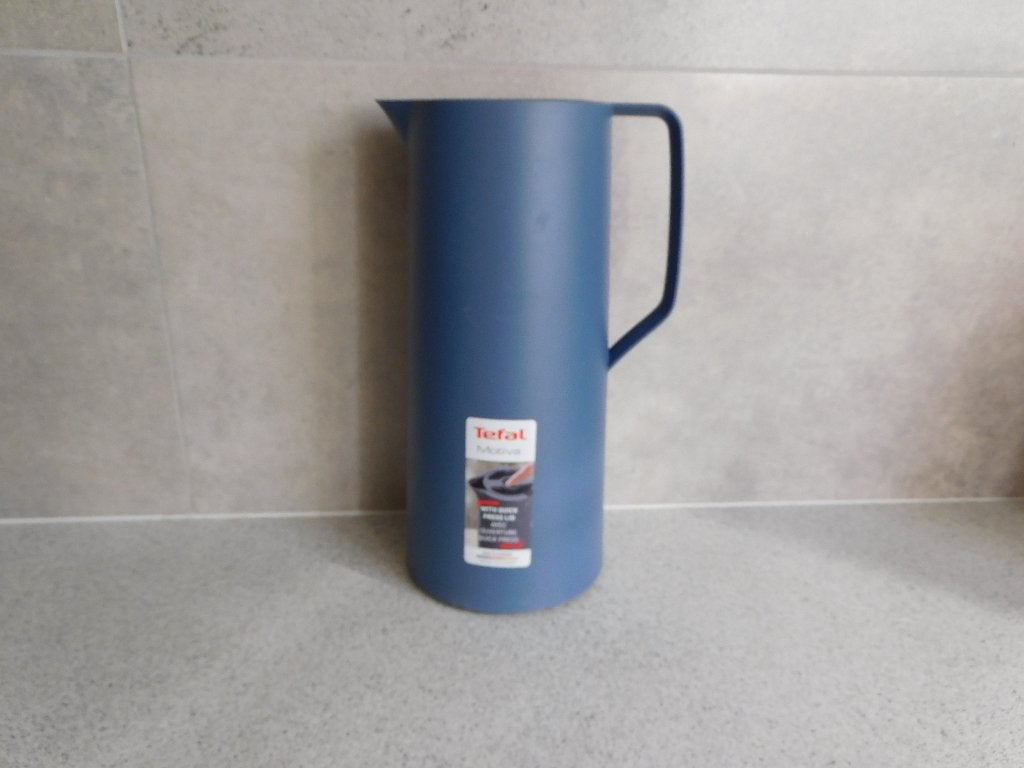 Thermoskan 1 Ltr. Blauw Motiva Tefal, Huis en Inrichting, Keuken | Keukenbenodigdheden, Kunststof, Ophalen of Verzenden, Zo goed als nieuw