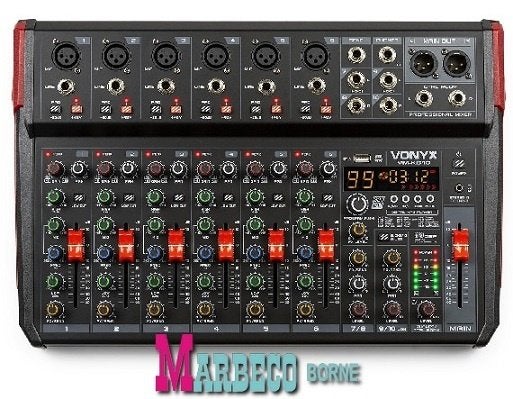 Mixer, Mengpaneel 10-kanaals, Bluetooth, USB, MP3, DSP, Rec