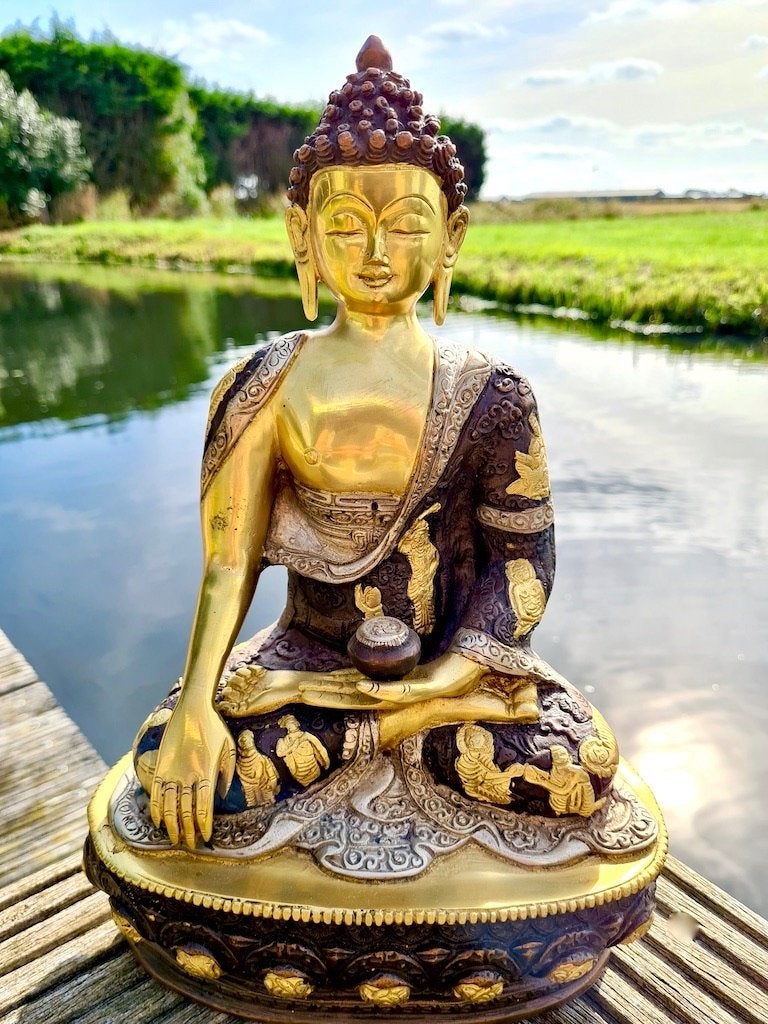 GROOT BRONZEN SHAKYAMUNI BOEDDHA BEELD 32 CM, 32 cm, Nieuw, Ophalen of Verzenden, Handgemaakt