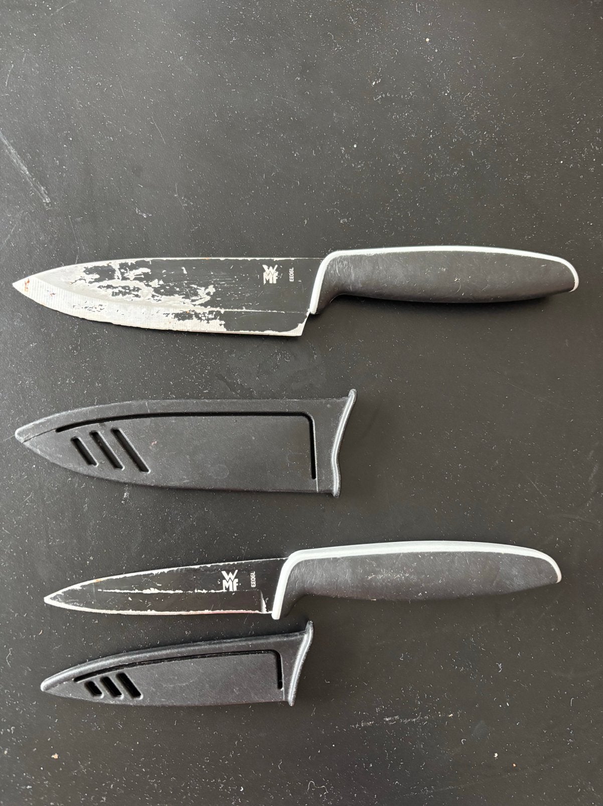 2 WMF keukenmessen / kitchen knives, Ophalen, Gebruikt, Rvs of Chroom
