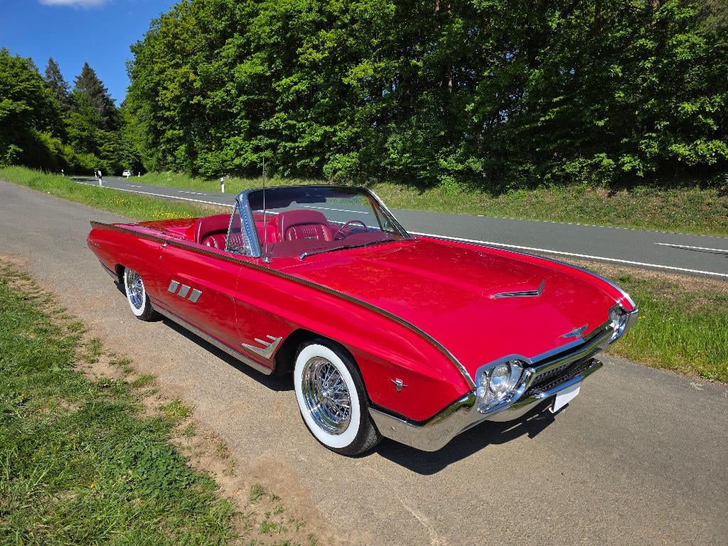 1963 Ford Thunderbird Cabrio Roadster 390 V8, Auto's, Automaat, Achterwielaandrijving, Cabriolet, Leder en Stof