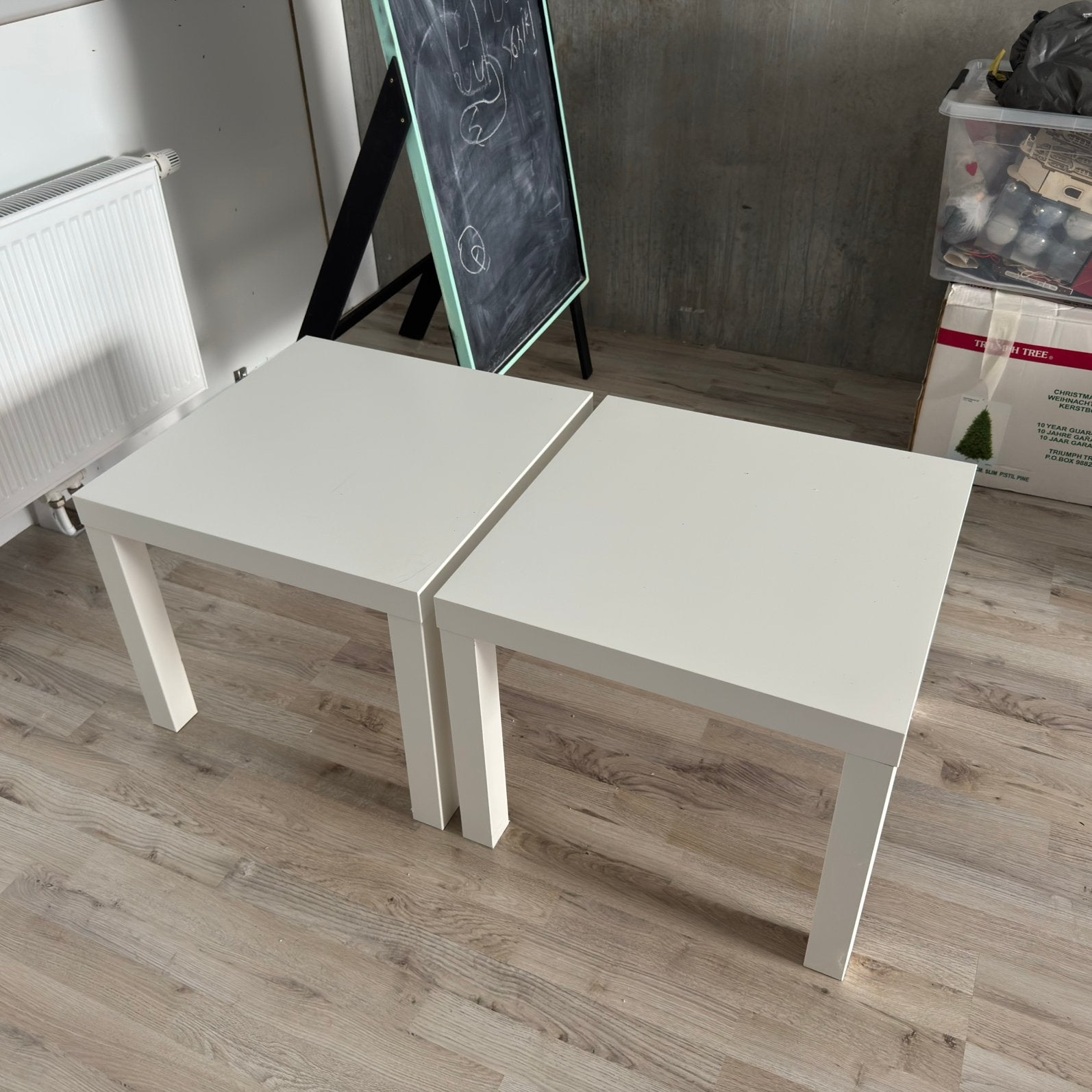 Bijzettafel 2x wit Ikea Lack, Huis en Inrichting, Tafels | Bijzettafels, Minder dan 55 cm, Vierkant, Zo goed als nieuw, Ophalen
