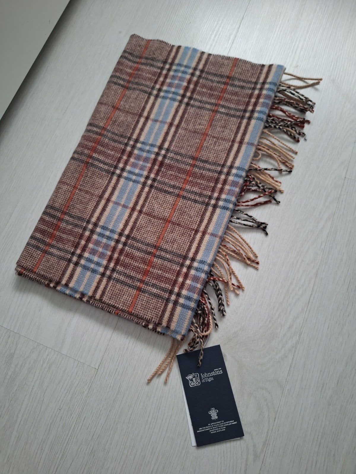 Johnstons of Elgin 100% merino wollen sjaal geruite print, Verzenden, Nieuw, Sjaal, Maat 46/48 (XL) of groter