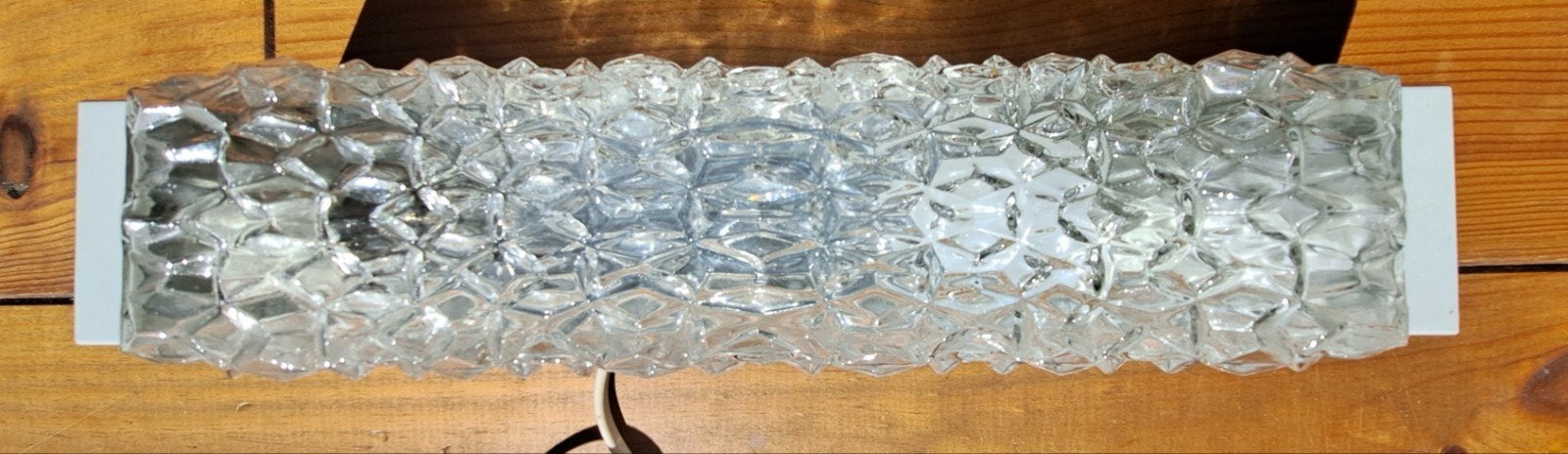 Vintage wandlamp met ijsglas, Ophalen of Verzenden, Gebruikt, Glas, Wandlamp