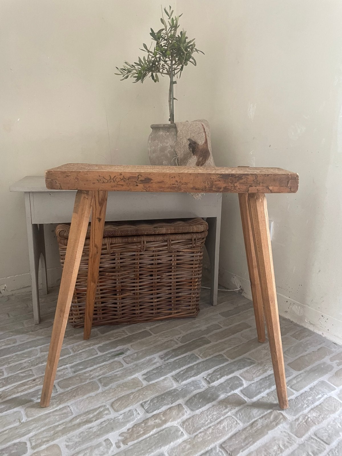 Houten sidetable/kruk, Huis en Inrichting, Tafels | Sidetables, Ophalen, Gebruikt