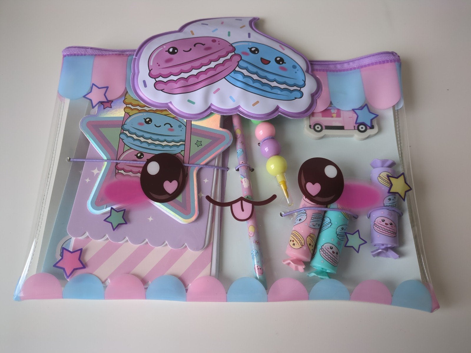 Pastel Macaron Schrijfset, Ophalen of Verzenden, Zo goed als nieuw, Meerdere stickers