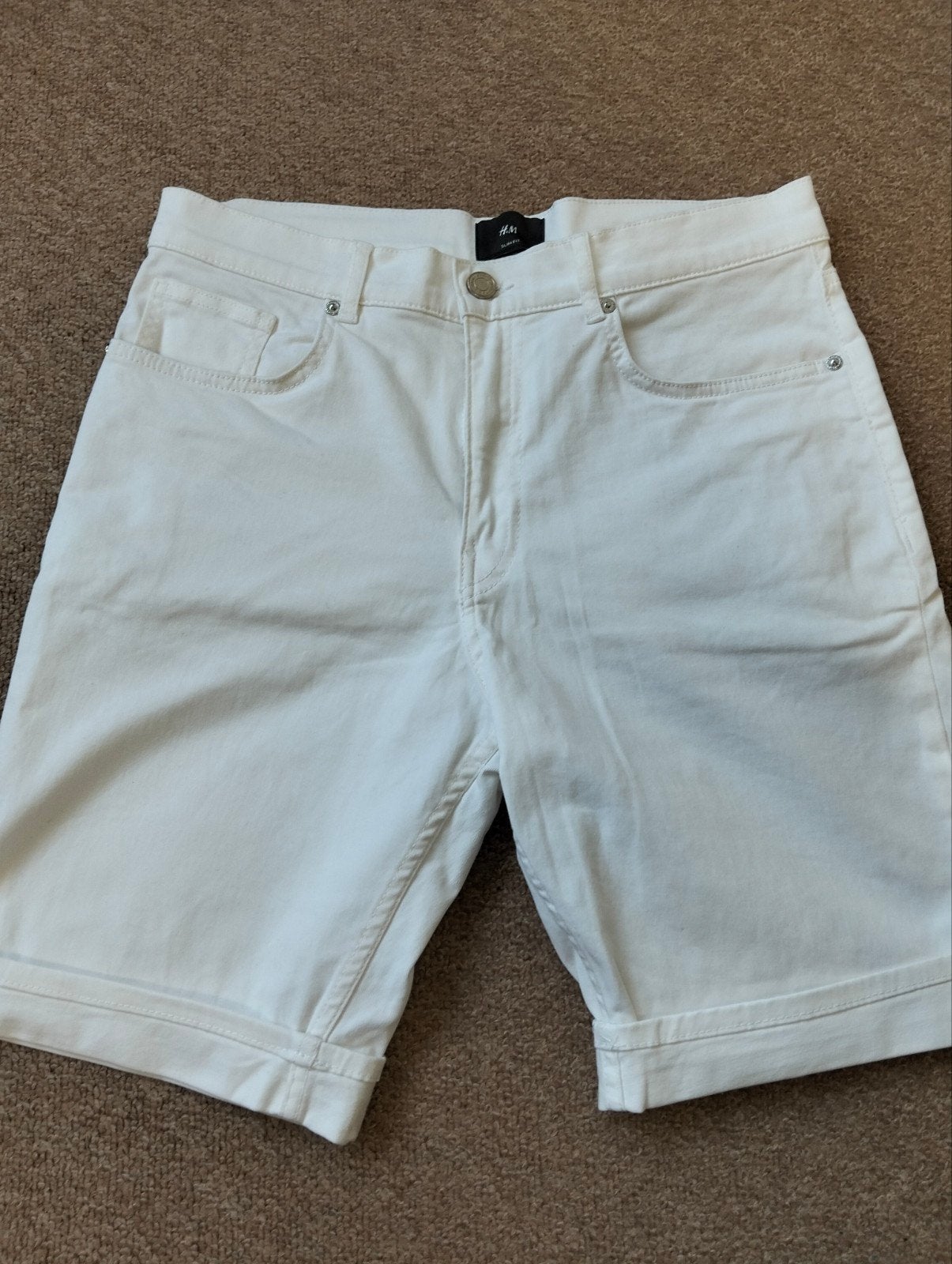 H&M witte korte broek - Slim Fit - Maat S, Wit, Ophalen of Verzenden, Zo goed als nieuw, H&M