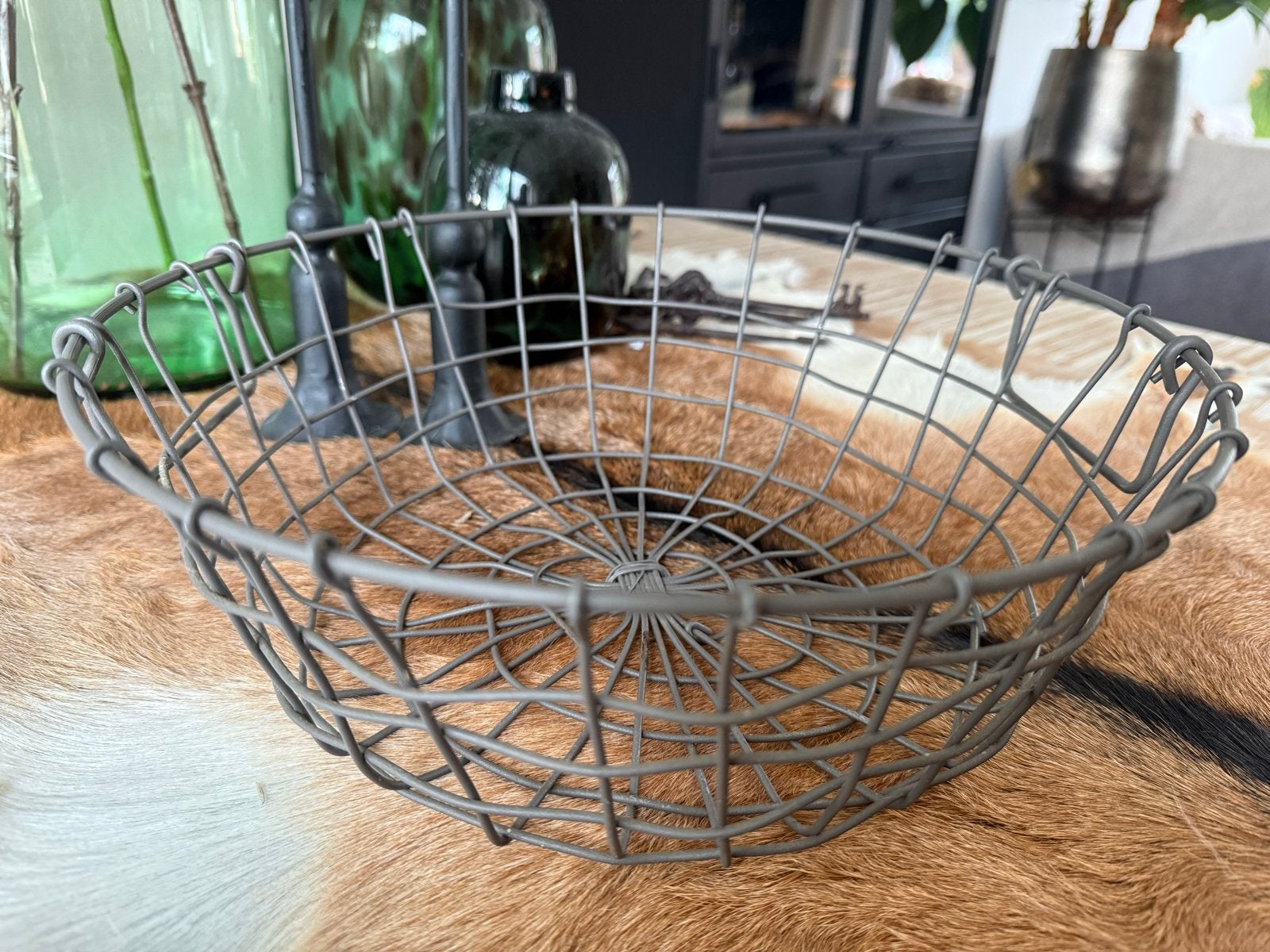 Metalen draadmand - Rond - Grijs, Huis en Inrichting, Met handvatten, Gebruikt, Mand, Verzenden