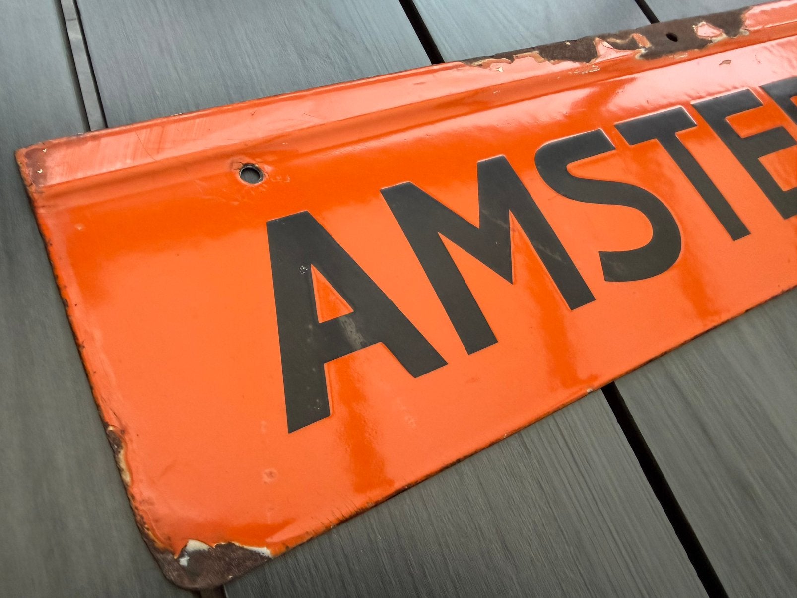 Oranje Amsterdam emaille bord, Reclamebord, Gebruikt, I, Ophalen of Verzenden