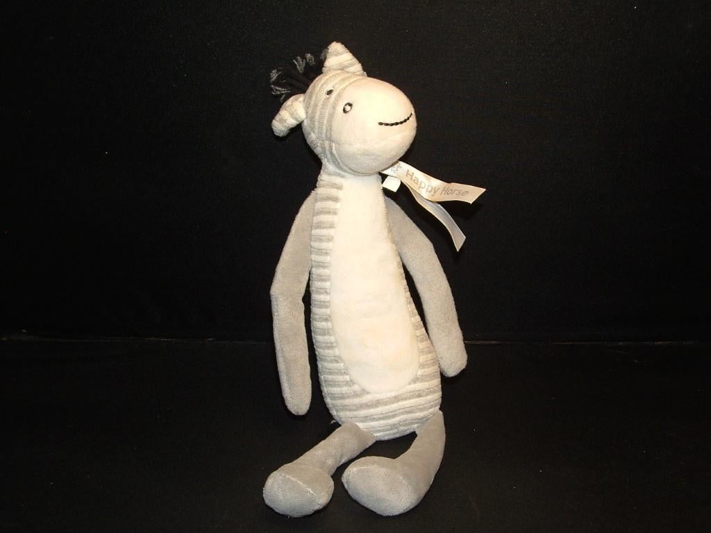 HAPPY HORSE ZEBRA ZORO NR1 VELOURS WIT MET GRIJZE, Kinderen en Baby's, Speelgoed | Knuffels en Pluche, Ophalen of Verzenden, Nieuw