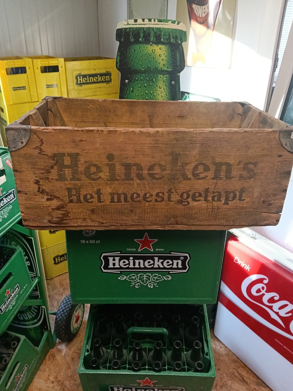Vintage Heineken Houten Krat - Decoratie, Ophalen, Gebruikt, Overige typen, Heineken