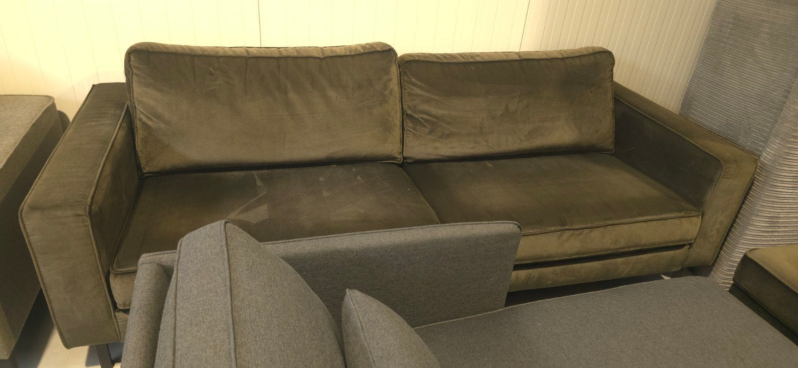 woood  3-persoonsbank, poef & fauteuil, Huis en Inrichting, Ophalen, Gebruikt, 100 tot 125 cm, Driepersoons