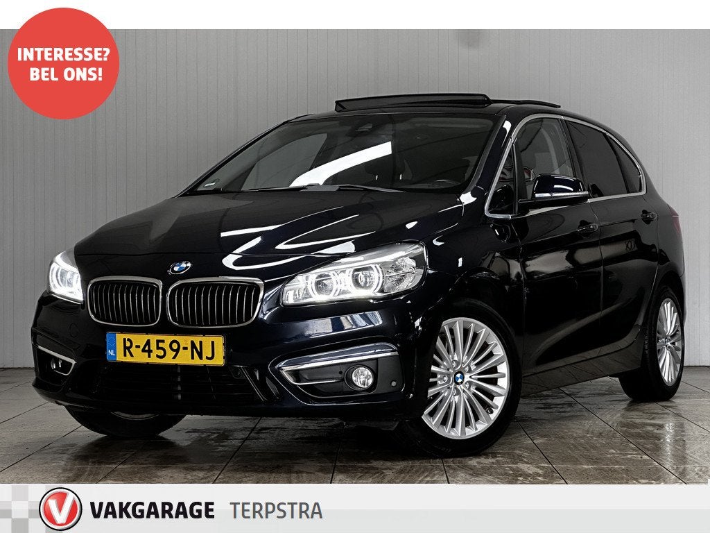 BMW 2 Serie Active Tourer 220i High Executive/ Automaat/ Ope, Auto's, BMW, 1998 cc, 730 kg, Blauw, Leder