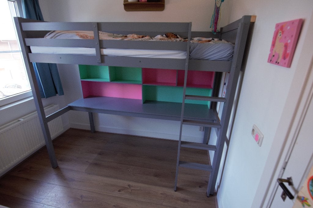 Hoogslaper met bureau, Huis en Inrichting, Slaapkamer | Stapelbedden en Hoogslapers, Ophalen, Eenpersoons, Zo goed als nieuw, 200 cm