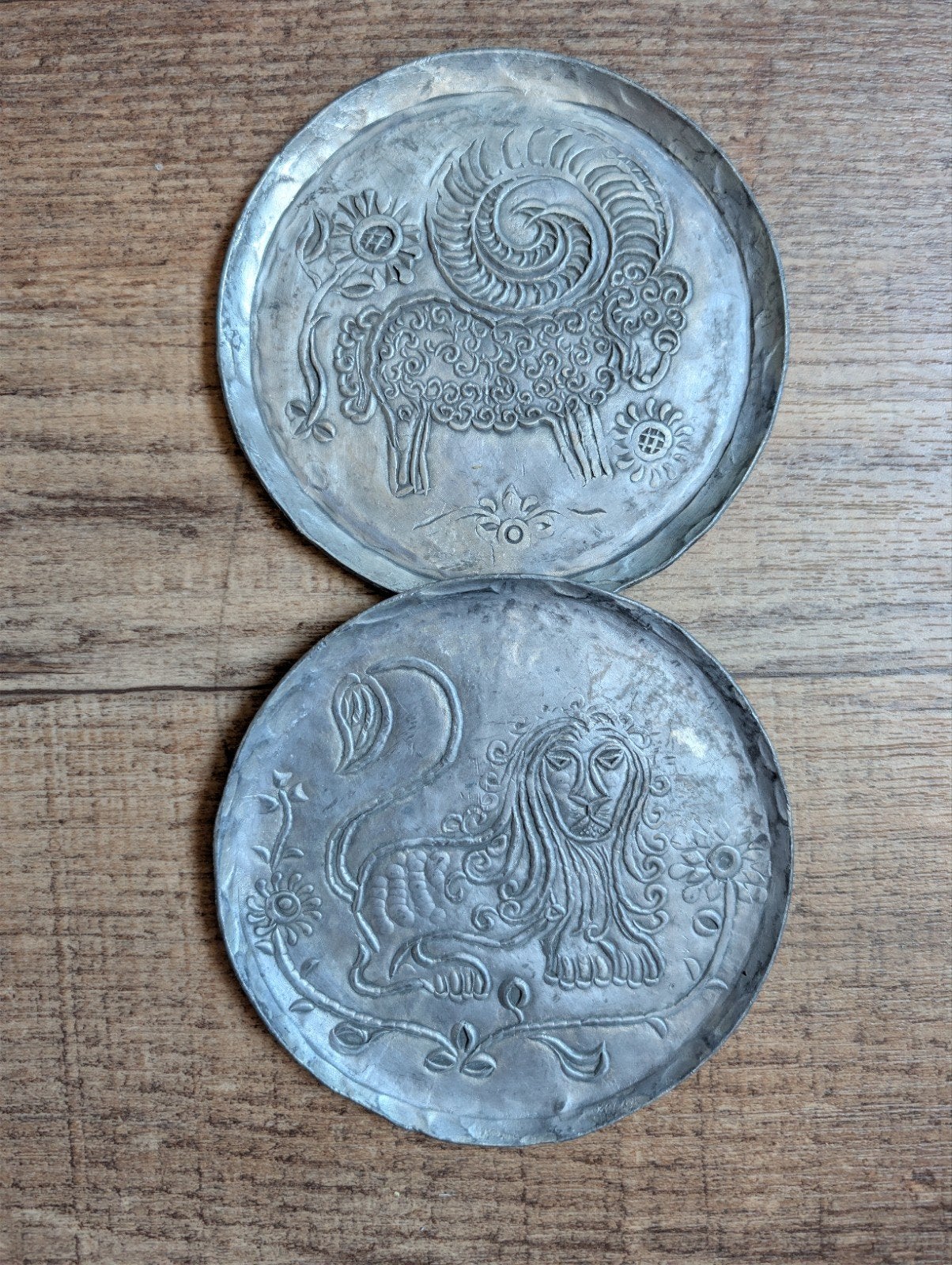 Set van 2 Vintage Tinnen Sierschoteltjes - 900 gram, Antiek en Kunst, Ophalen of Verzenden