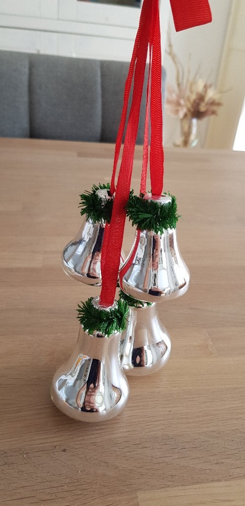 Vintage glazen kerstklokken hanger – Made in GDR, Diversen, Ophalen of Verzenden, Gebruikt